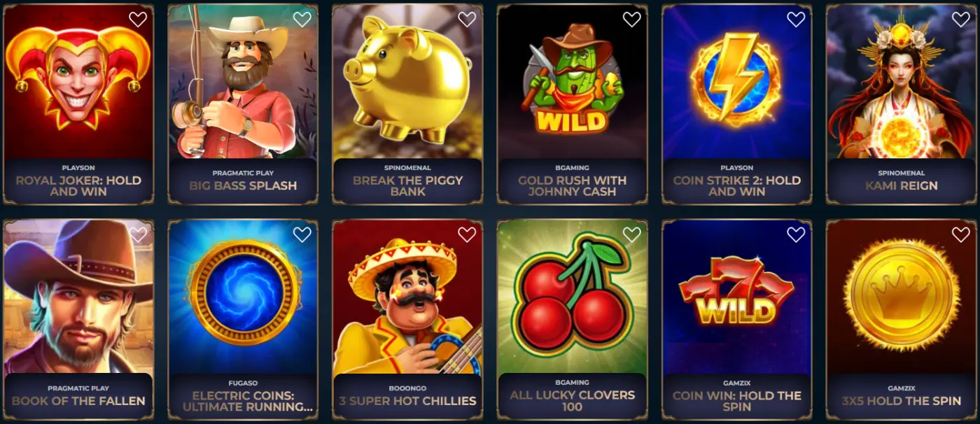 Bolizyn Casino portfolio of slots